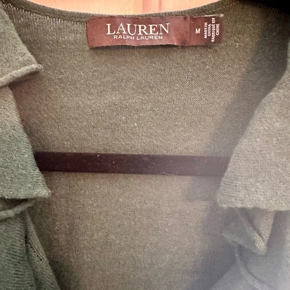 3/$10 Ralph Lauren Green Ruffled V-Neck Sweater - Picture 3 of 5